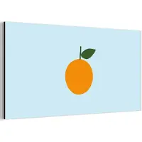 MuchoWow Aluminium schilderij 40x20 cm - Wanddecoratie metaal - Fruit - Sinaasappel - Oranje - Metalen muurdecoratie woonkamer - Decoratie industrieel - Foto op dibond - Industriële accessoires slaapkamer