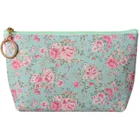 Clayre & Eef Toilettas Dames 21x5x13 cm Groen Synthetisch Bloemen