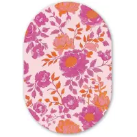 MuchoWow Muurovaal 80x120 cm - Ovale wanddecoratie Bloemenpatroon - Roze - Oranje - Bloemen - Ovalen schilderij - Muurdecoratie woonkamer - Kamer decoratie - Schilderijen - Wandcirkel