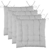 Stof Textile stoelkussens DUO - 4x - lichtgrijs - 38 x 38 x 3.5 cm - touwtjes sluiting - zitkussens - binnen/buiten