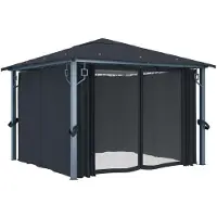 vidaXL Paviljoen met gordijnen, 300x300 cm, antraciet, aluminium - Paviljoens & feesttenten