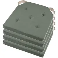 Stof Textile stoelkussen DUO - 4x - groen - 38 x 38 x 4 cm - klittenband sluiting - zitkussens - binnen/buiten