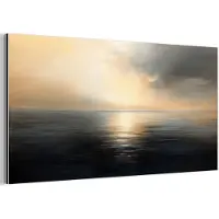 MuchoWow Aluminium schilderij 160x80 cm - Wanddecoratie metaal - Zon - Horizon - Zee - Metalen muurdecoratie woonkamer - Decoratie industrieel - Foto op dibond - Industriële accessoires slaapkamer