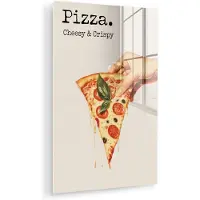 MuchoWow Glasschilderij 40x60 cm - Schilderij acrylglas - Pizza - Kaas - Pepperoni - Foto op glas - Muurdecoratie woonkamer - Wanddecoratie slaapkamer - Schilderijen