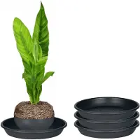 Juypal Hogar Juypal Plantenschotel - 3x - zwart - kunststof - Dia 30,5 cm - onderschotel/opvangschaal