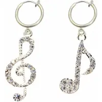 Charme Bijoux Klem oorbellen- strass- muzieknoten- zilverkleur-geen gaatje-
