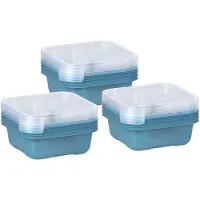 Juypal Hogar Vershoudbakjes/lunchboxen - set van 12x st - 900 ml - blauw/transparant- L16 x B16 cm - Mealprep - Maaltijden bewaren