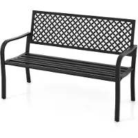 Costway Tuinbank van metaal, weerbestendige zitbank voor 2-3-zits, parkeerbank met rugleuning en armleuning, metalen bank tot 300 kg belastbaar, ijzeren bank voor tuin, terras, balkon, 127 x 62 x 86