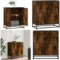 vidaXL Dressoir 68x35x76 cm bewerkt hout gerookt eikenkleurig - Dressoir - Dressoirs - Opbergkast - Wandkast