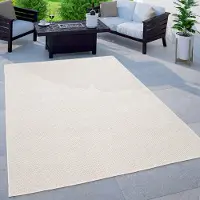Flycarpets Veniro Effen Binnen en Buitenkleed Crème / Wit - 240x340 cm - Laagpolig Vloerkleed Buiten - Tuinkleed / Tuintapijt