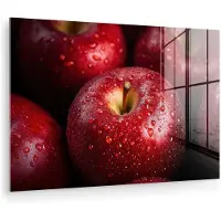 MuchoWow Glasschilderij 180x120 cm - Schilderij acrylglas - Rood - Appels - Fruit - Foto op glas - Muurdecoratie woonkamer - Wanddecoratie slaapkamer - Schilderijen
