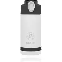 DILLER Waterfles met Rietje - Drinkfles - Handig Sluitsysteem - 550ml - Wit - Tritan & BPA-vrij