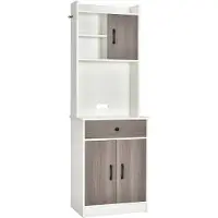 Costway Keukenkast, buffetkast met lade, verstelbare planken en kabelgat, hoge kast keukenhout, grote open ruimte voor magnetron, vrijstaand, 60 x 40 x 180cm