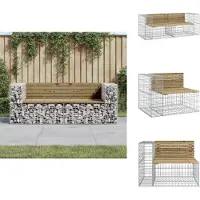 vidaXL Tuinbank van gabionen, 184x71x65,5 cm, met geïmpregneerd grenenhout - Tuinbanken
