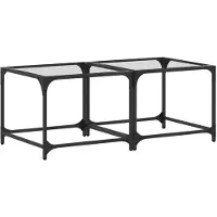 The Living Store Koffietafel - Salontafel - Salontafels 2 st met transparant glazen blad 50x50x40 cm staal - Bijzettafel - Woonkamermeubel - Design Meubel