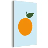 MuchoWow Aluminium schilderij 120x180 cm - Wanddecoratie metaal - Fruit - Sinaasappel - Oranje - Metalen muurdecoratie woonkamer - Decoratie industrieel - Foto op dibond - Industriële accessoires slaapkamer