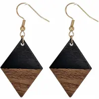 Charme Bijoux Oorbellen-Manon-Hout-Goudkleurig-Lang-Zwart-Bruin-Zilver -