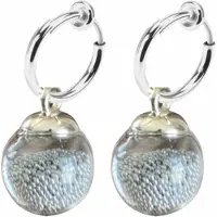 Charme Bijoux Klem oorbellen- Grijze bolletjes- Glas- Zilverkleurig- geen gaatje-