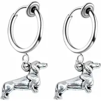 Charme Bijoux Klem oorbellen- Teckel-hond- zilverkleur-geen gaatje-