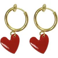 Charme Bijoux Klem Oorbellen- Rood -Emaille -Hart- Goudkleurig- geen gaatje-
