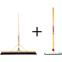 Synx Store Synx Tools Paardenhaar 80cm + Vloertrekker Kunststof 35cm met Steel 120cm – Zaalveger – Vloerreiniger – Natuurrubber – Zachte binnenbezem met steel 160cm