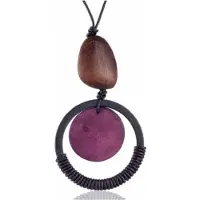 Charme Bijoux ketting - Irin-ronde-metaal -hout-paars -bruin -zwart-allergievrij-