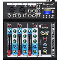 Depusheng HT4 - Professionele 4-Kanaals Audiomixer - USB & Bluetooth - Draagbare Live Studio DJ Mixing Console - Geschikt voor Computeropname en Bands