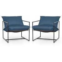 Costway Sling Accent Chairs Set van 2, loungestoel met zit- en rugkussen, stoel met metalen frame en ademende stof, voor woonkamer, balkon