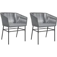 The Living Store Tuinstoel - Tuinstoelen - Tuin Stoel - Terrasstoel - Tuinstoelen 2 st met kussens poly rattan grijs