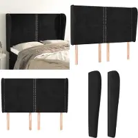 vidaXL Hoofdbord met randen 147x23x118/128 cm fluweel zwart