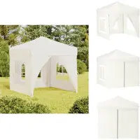 vidaXL Partytent, inklapbaar met zijwanden, crème, 2x2 meter - Paviljoens & Partytenten
