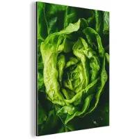 MuchoWow Aluminium schilderij 90x120 cm - Wanddecoratie metaal - Groente - Sla - Groen - Metalen muurdecoratie woonkamer - Decoratie industrieel - Foto op dibond - Industriële accessoires slaapkamer