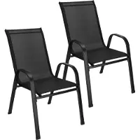 Springos Tuinstoelen | Tuinstoelen | Aluminium | Textileen | 2 Stuks | Zwart | 120 Kg
