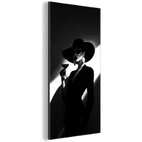 MuchoWow Aluminium schilderij 20x40 cm - Wanddecoratie metaal - Vrouw - Wijn - Chic - Metalen muurdecoratie woonkamer - Decoratie industrieel - Foto op dibond - Industriële accessoires slaapkamer