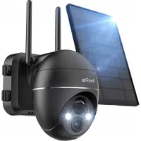 IeGeek Bewakingscamera voor buiten, accu, 2K camera, bewaking buiten, zonne-energie, 360° WLAN-camera, outdoor, draadloze buitencamera met gekleurd nachtzicht en PIR-persoonsherkenning, alarm