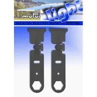 MUFU LIGHT (KLEUR ZWART) 1 SET VAN 2 OPHANGHAKEN VOOR AAN DE LUIFEL VAN CAMPER, CARAVAN, CAMPERBUS, ETC.