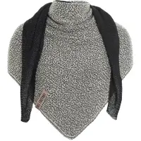 Knit Factory Ella Omslagdoek - Driehoek Sjaal Dames - Katoenen sjaal - Luchtige Sjaal voor de lente, zomer en herfst - Stola - Ecru/Zwart - 180x70 cm