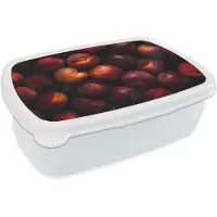 MuchoWow Broodtrommel Wit - Lunchbox Fruit - Close up - Nectarines - Brooddoos 18x12x6 cm - Brood lunch box - Broodtrommels voor kinderen en volwassenen