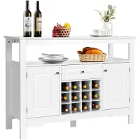 Costway Dressoir keukenkast met deuren en laden, keukencommode hout, buffetkast, opbergkast, bijzetkast, wijnkast, 116 x 40 x 82 cm