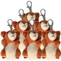 Nature Planet Knuffeldier eekhoorn sleutelhanger - 6x - zachte pluche stof - veel details - bruin - 6 cm - Cadeau - Kinderen
