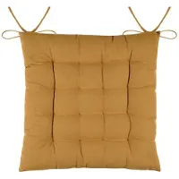 Stof Textile stoelkussens DUO - okergeel - 38 x 38 x 3.5 cm - touwtjes sluiting - zitkussens - binnen/buiten