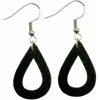 Charme Bijoux Oorbellen- Hout- zwart- Zilver Fleron -