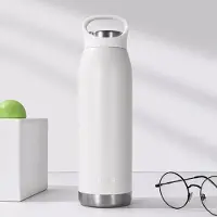 DILLER thermosfles - drinkfles - dubbelwandige thermosfles - vacuum drinkfles - handige handgreep - roestvrijstaal - BPA-free - 700 ML - wit