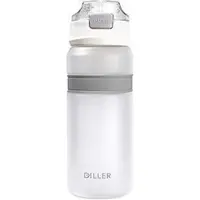 DILLER Waterfles met Rietje - Drinkfles - Handig Sluitsysteem - 700ml - Wit - Tritan & BPA-vrij