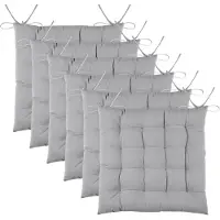 Stof Textile stoelkussens DUO - 6x - grijs - 38 x 38 x 3.5 cm - touwtjes sluiting - zitkussens - binnen/buiten