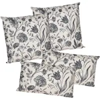 Anna's Collection Anna Collection Sierkussen set voor binnen/buiten - 4x stuks - vintage flowers - creme wit - tuinkussens