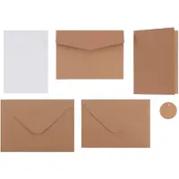 Florence Blanco Kaarten met Envelop - 75 Witte & Kraft Kaarten met 50 Enveloppen, 50 Labels & 15m Jute Touw - Glad - 300 g, 250 g, 120 g