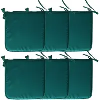 Stof Textile Home stoelkussens - 6x - emerald groen - 38 x 38 x 3 cm - voor binnen - touwtjes sluiting - zitkussens plat - vierkant