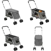 vidaXL Hondenwagen inklapbaar 100x49x96 cm linnenstof grijs