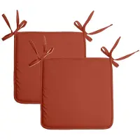 Stof Textile Home stoelkussens - 2x - terracotta - 38 x 38 x 3 cm - voor binnen - touwtjes sluiting - zitkussens plat - vierkant
